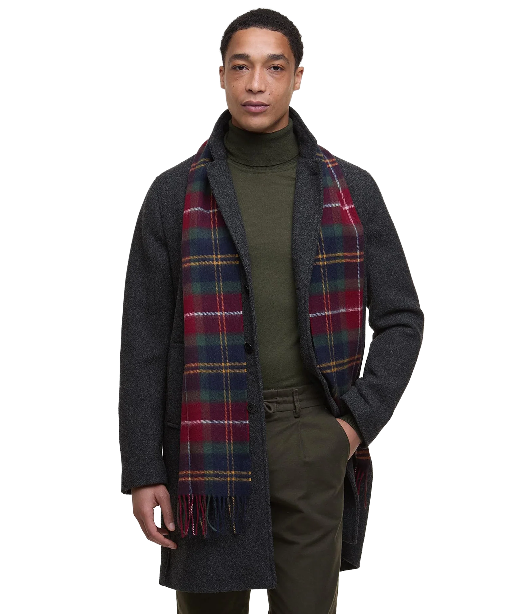 Wool Cashmere Tartan Scarf - Winterberry Tartan - Image 5