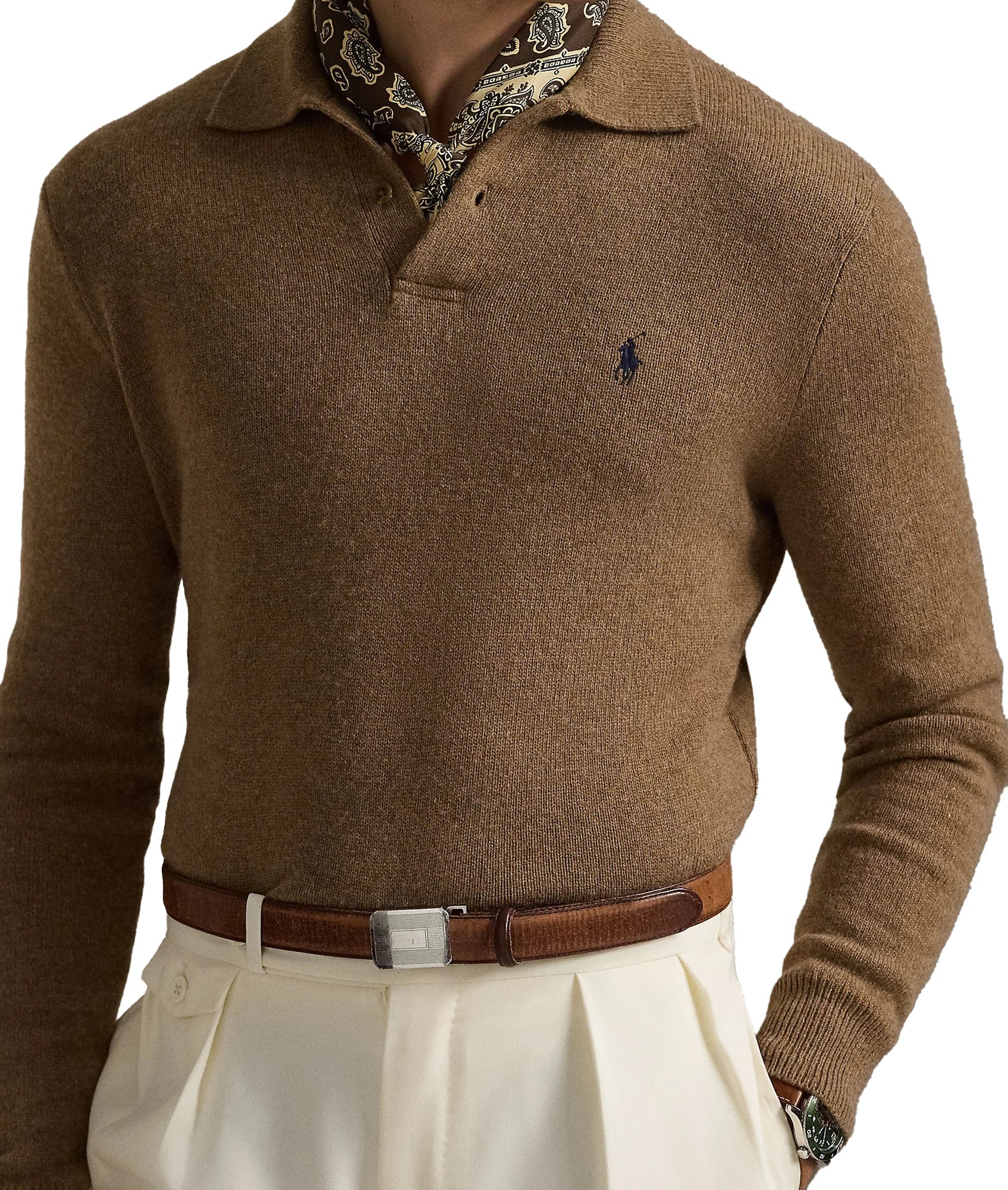Wool-Cotton Crewneck Sweater - Brown - Image 5