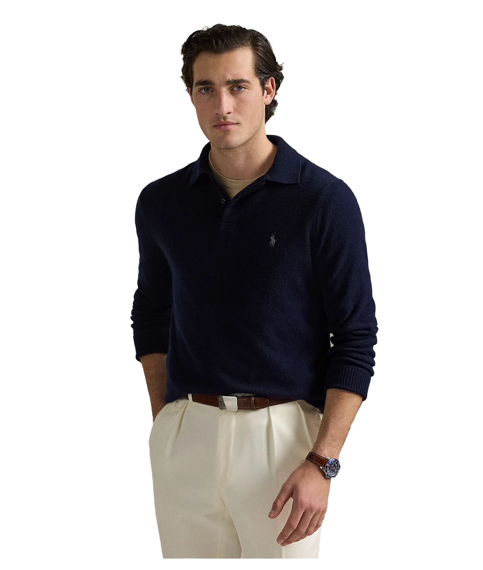 Wool-Cotton Crewneck Sweater - Navy - Image 2