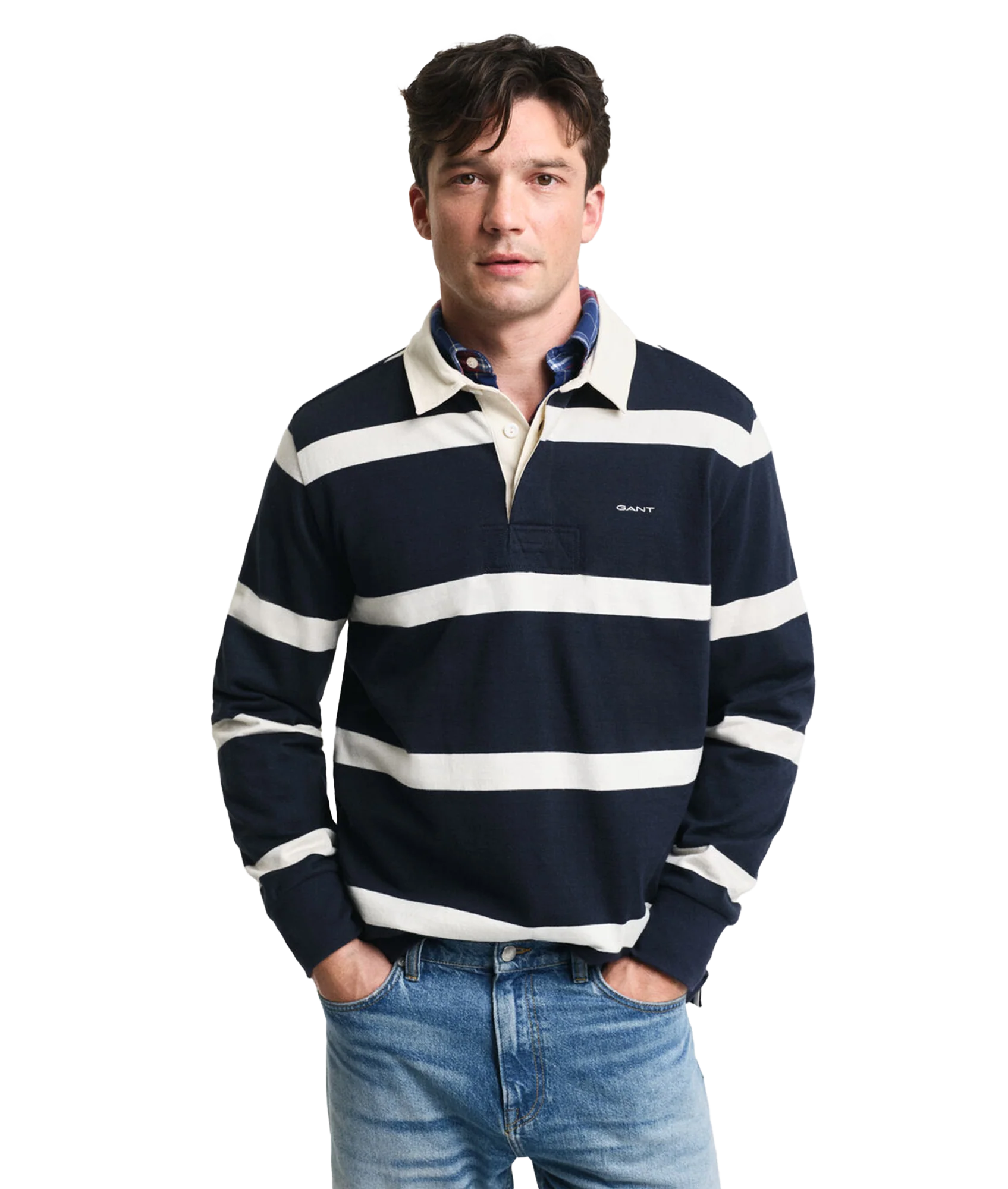 Yarn Dyed Striped Heavy Rugger - Navy - Image 2