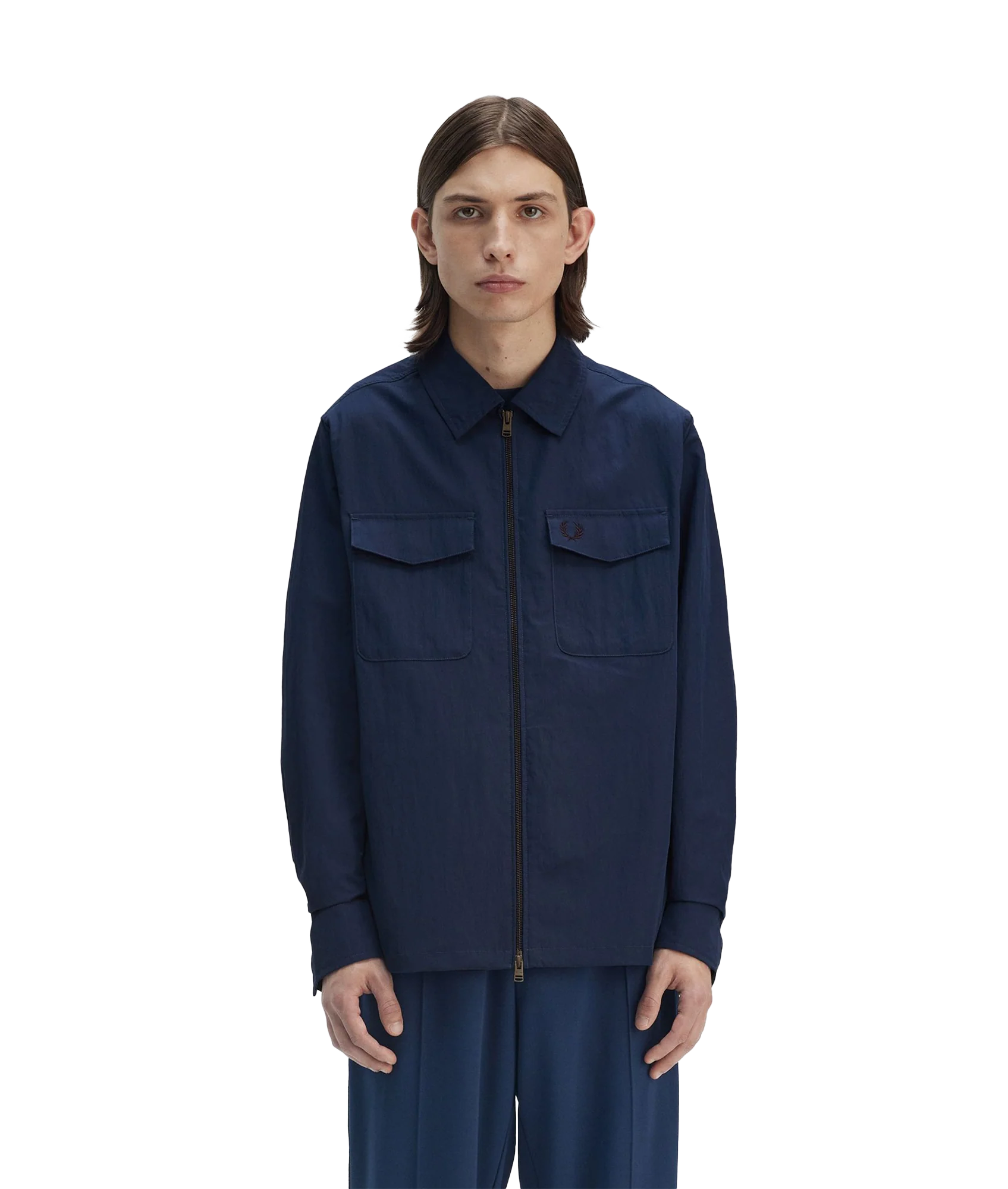Zip Thru Overshirt - Navy - Image 3