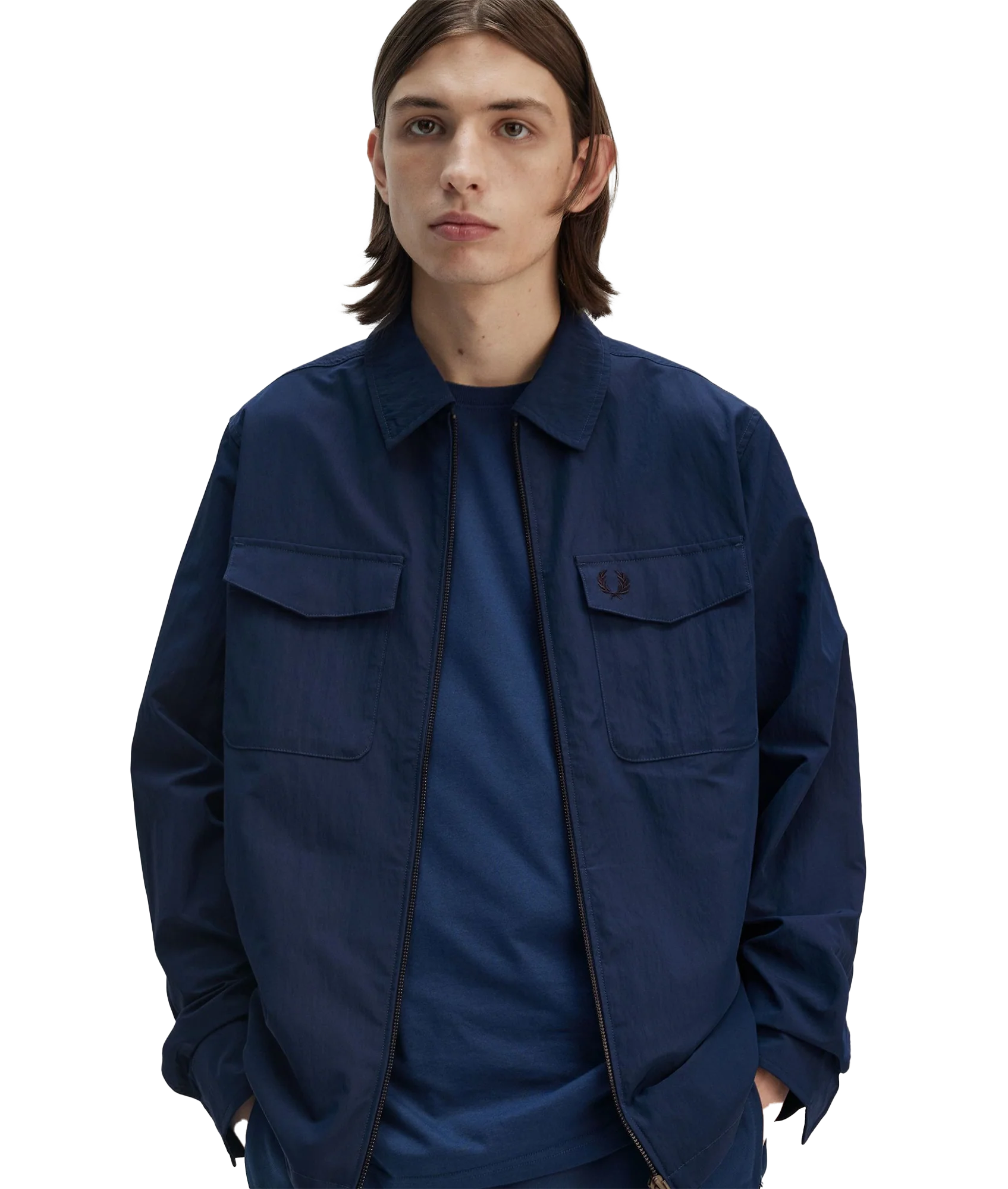 Zip Thru Overshirt - Navy - Image 5