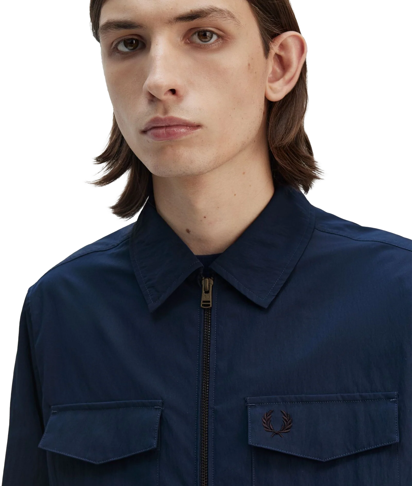 Zip Thru Overshirt - Navy - Image 6